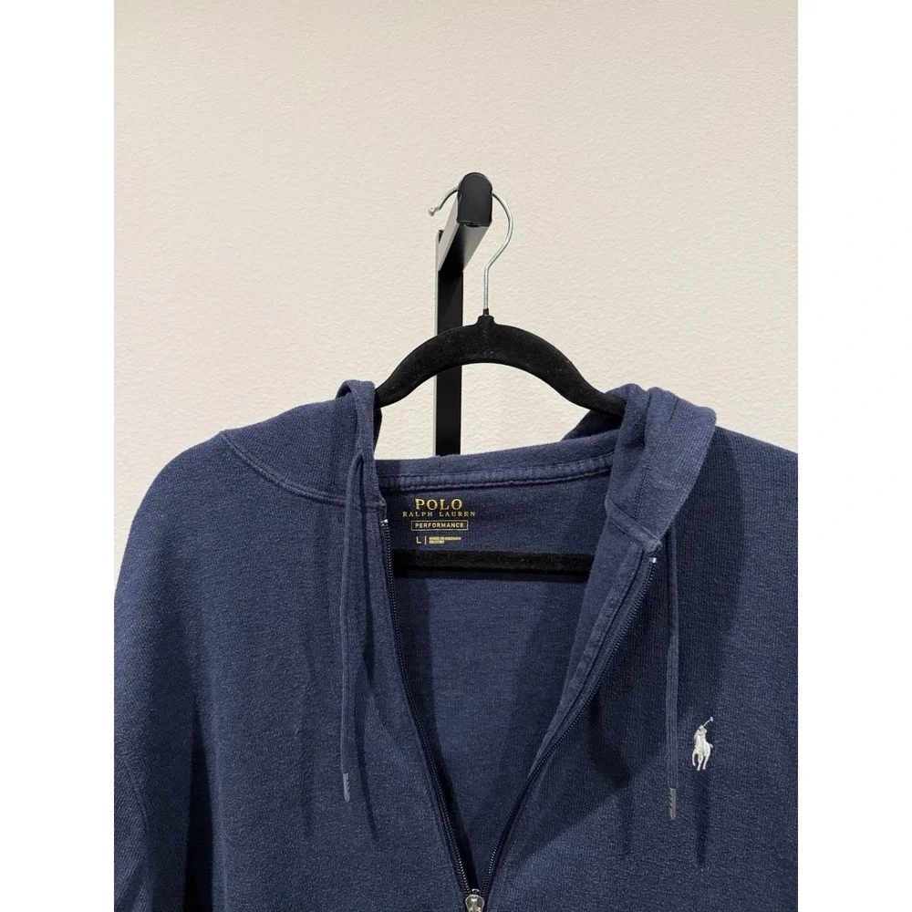 POLO RALPH LAUREN Jersey Zip-Up‎ Hoodie Mens Navy Size L Comfort